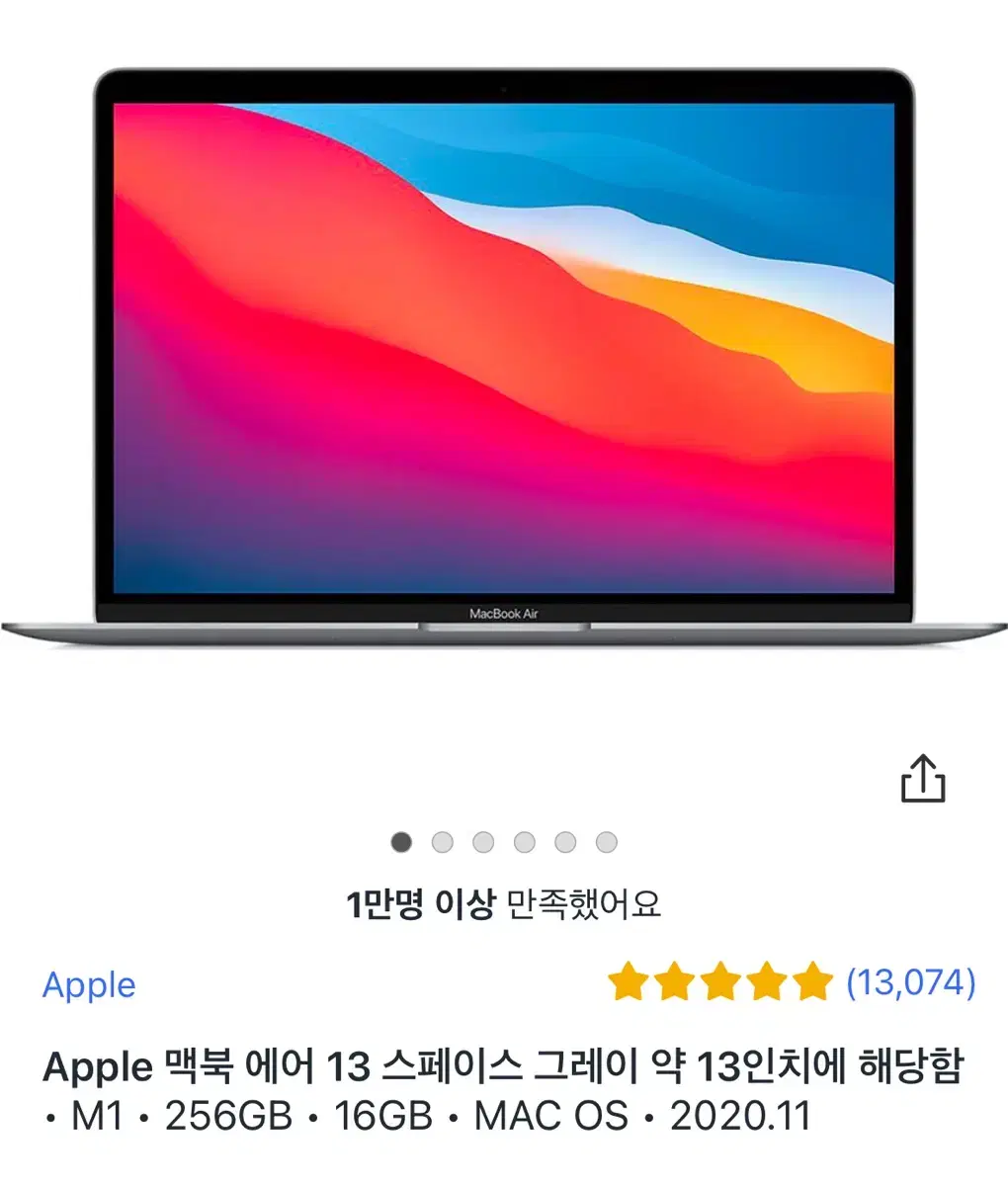 맥북 에어 13 M1 256gb 2020 스페이스 그레이 SS급 풀셋